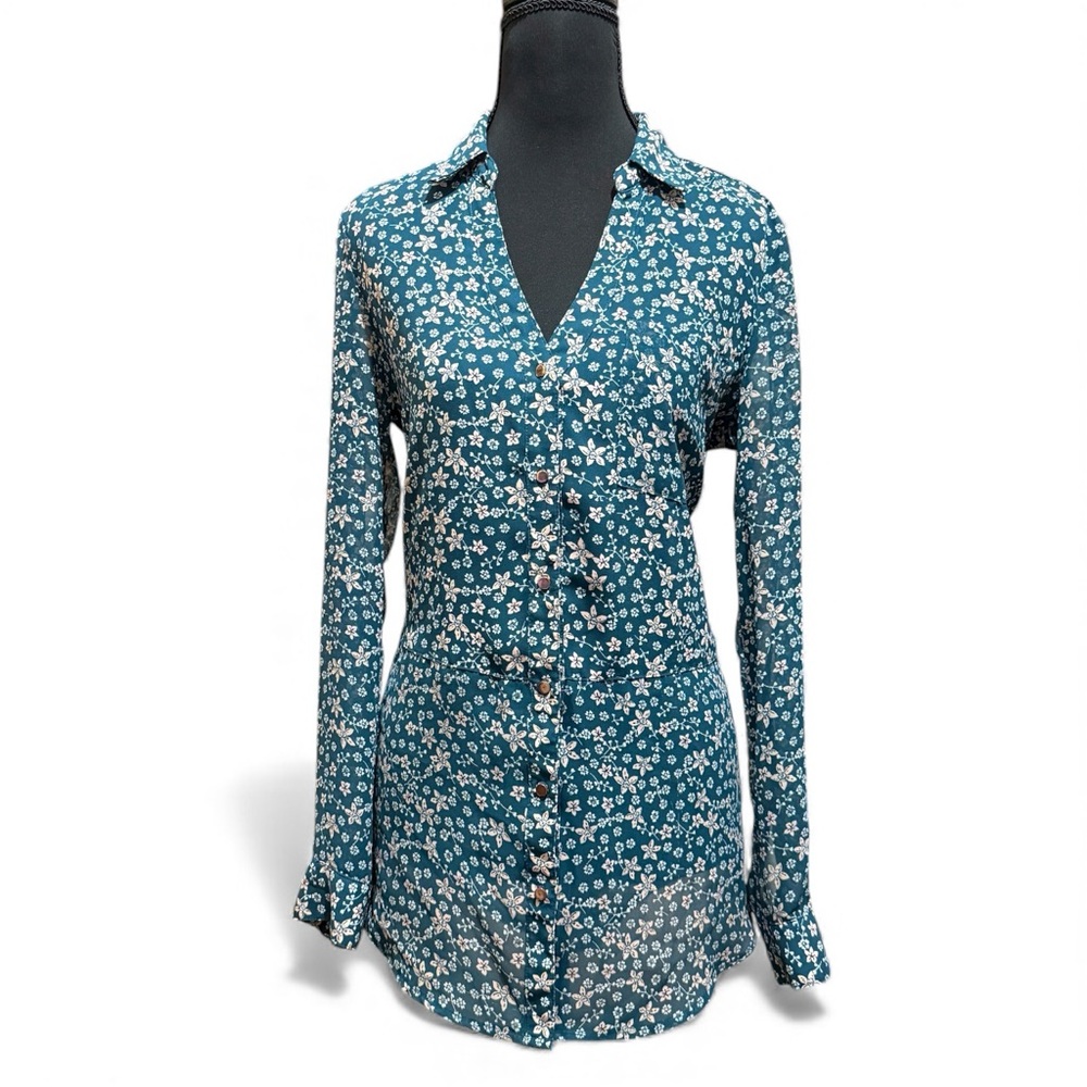 Candie’s Sheer Green Floral Blouse